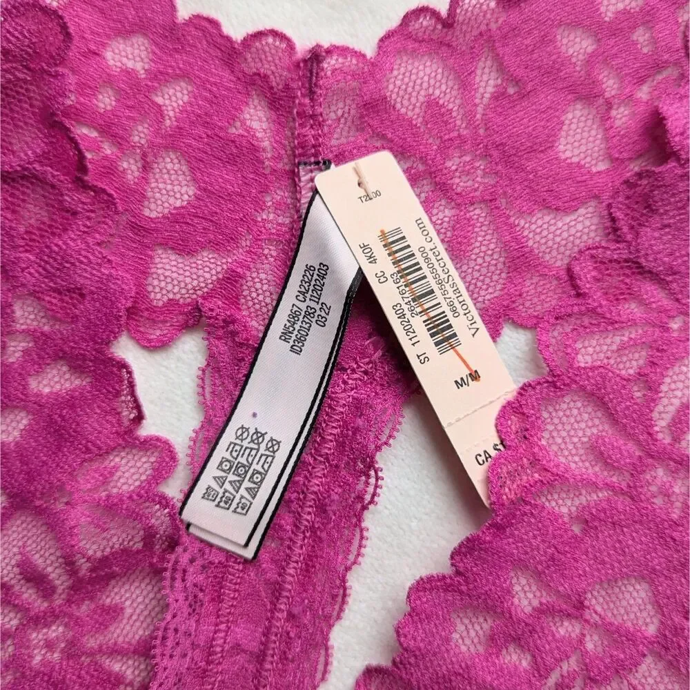 Victoria's Secret The Lacie Lace-up Thong Panties M New Pink